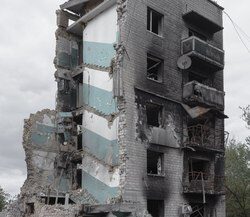 18. A multi-story building in the Kiev region, destroyed by Russian shelling. Ukraine, 2022