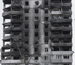 20. A multi-story building in the Kiev region, destroyed by Russian shelling. Ukraine, 2022