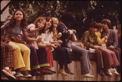 26. Fountain Square in Downtown Cincinnati Is a Public Square That Works for the City and Its People in a Myriad of Ways: School Class Takes a Lunch Break 05/1973. Photographer: Tom Hubbard
