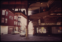 66. Washington Street Under the El, Looking Toward Egleston Square 02/1973. Photographer: Ernst Halberstadt